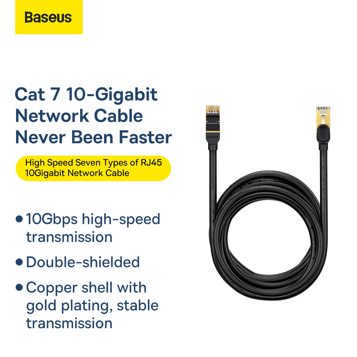Baseus Ethernet Cable Cat 7 Cat 6 RJ45 Gigabit Network Cable Flat Cable Round Cable 1m to 30m LAN For Computer Laptop Router TV Box