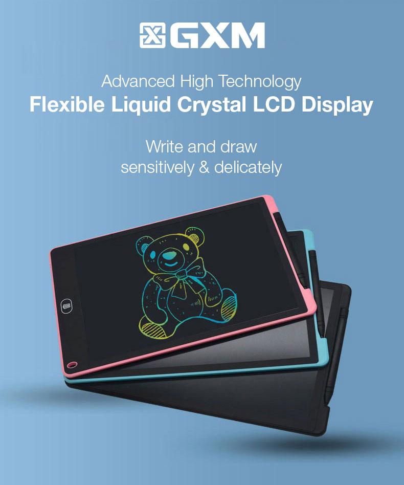 GXM LCD Writing Tablet Board 8.5 12 16 inch Draw Sensitively and Delicately comes with a writing pen easy to operate and clean for children