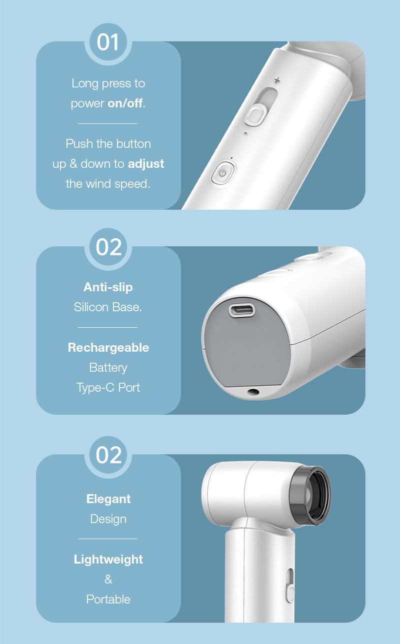 GXM Turbo Mini Portable Handheld Fan Cooler Blower Hair Dryer High Speed 4500Mah Rechargeable Battery 14m/s Strong Wind
