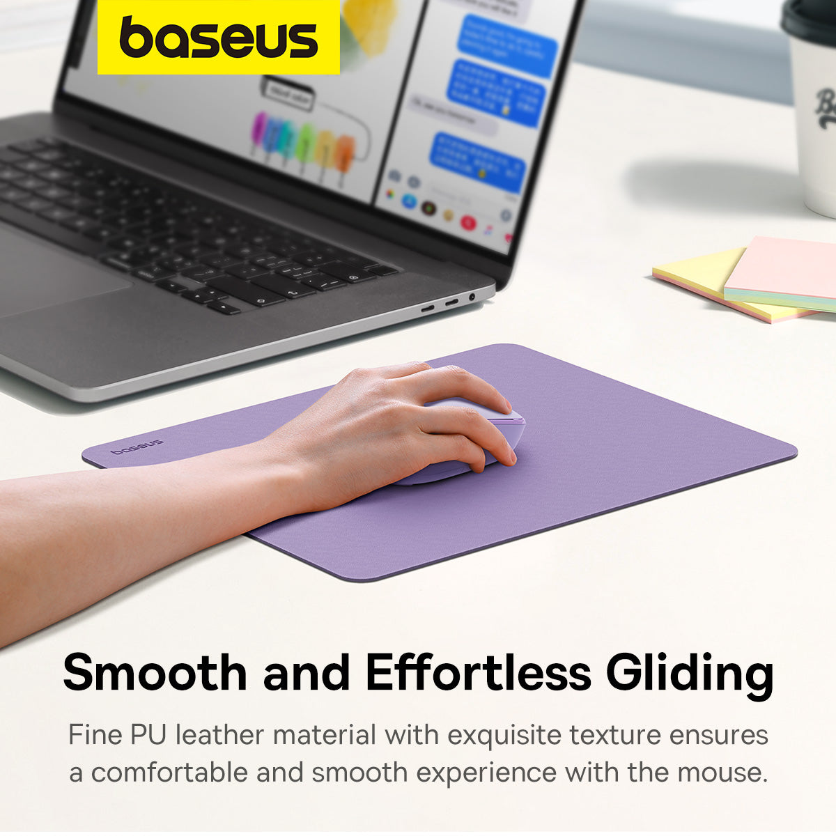 Baseus PU Leather Mouse Pad Waterproof Coating Eco-friendly Napa Grain 210 x 260 mm for Mouse Mice