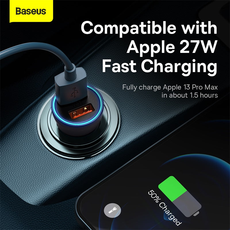 Baseus 60W Car Charger Quick Charge 4.0 3.0 Type C PD Fast Charging FCP SCP AFC Car Charger For Xiaomi iPhone 15 Pro Max Huawei Samsung
