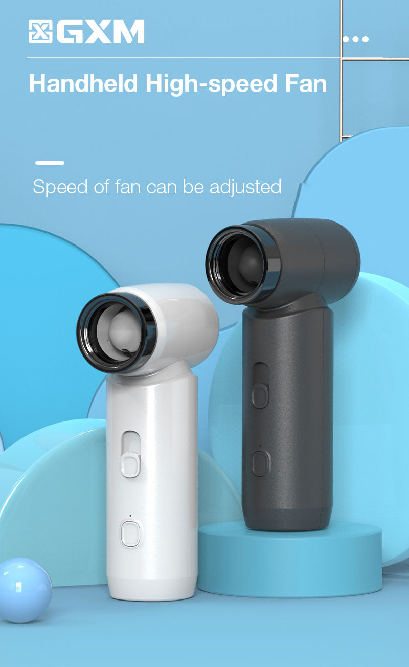 GXM Turbo Mini Portable Handheld Fan Cooler Blower Hair Dryer High Speed 4500Mah Rechargeable Battery 14m/s Strong Wind