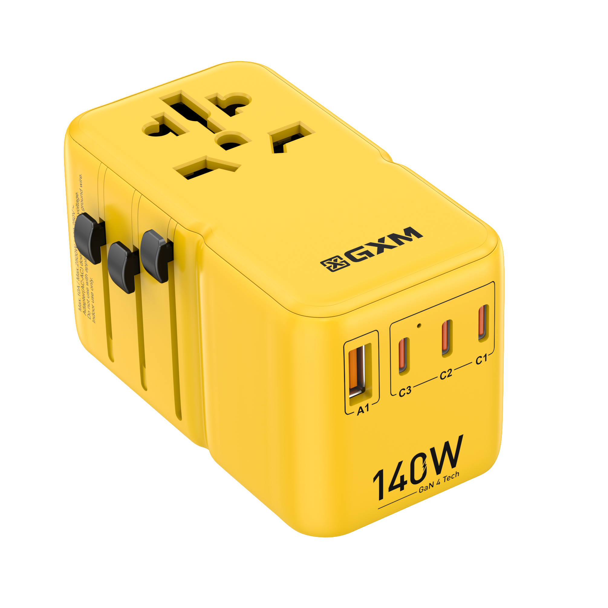 GXM 140W GaN Travel Adapter 150 Countries Charge Laptop Phone Tablet 3 Products Fast Charging Samsung SFC 2.0