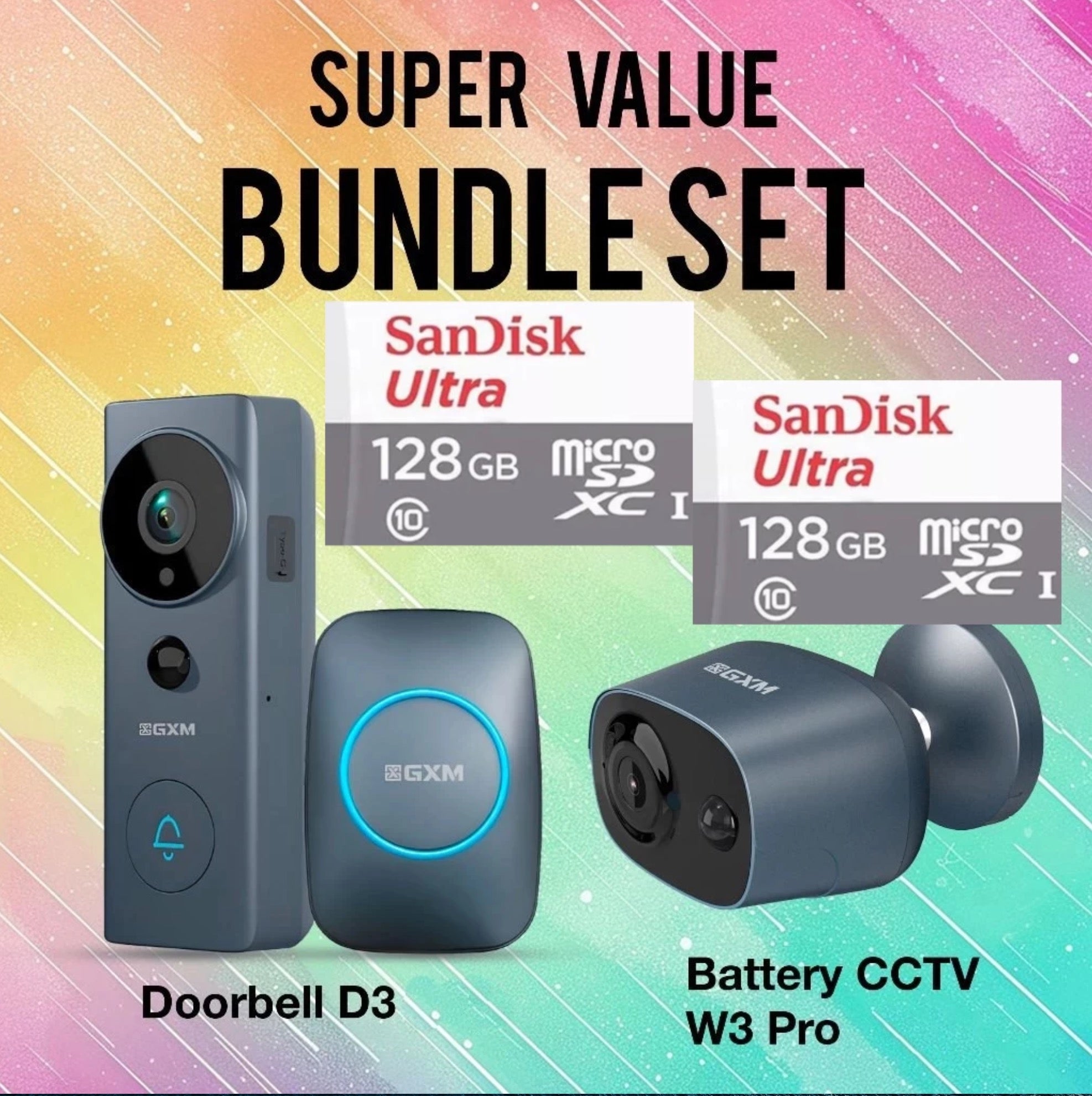 GXM D3 Pro Video Doorbell Camera 2-Way Conversation Cordless and Wired Powered 140° Super Wide Angle 3m Sticker Waterproof 5200mAh Rechargeable Battery