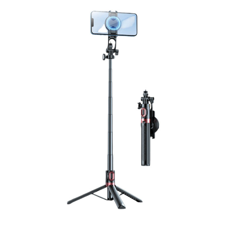 GXM 2-in-1 Magnetic Selfie Stick Tripod 130cm | ABS Aluminum Alloy | 10m Bluetooth Remote | 360° Rotation Action Camera
