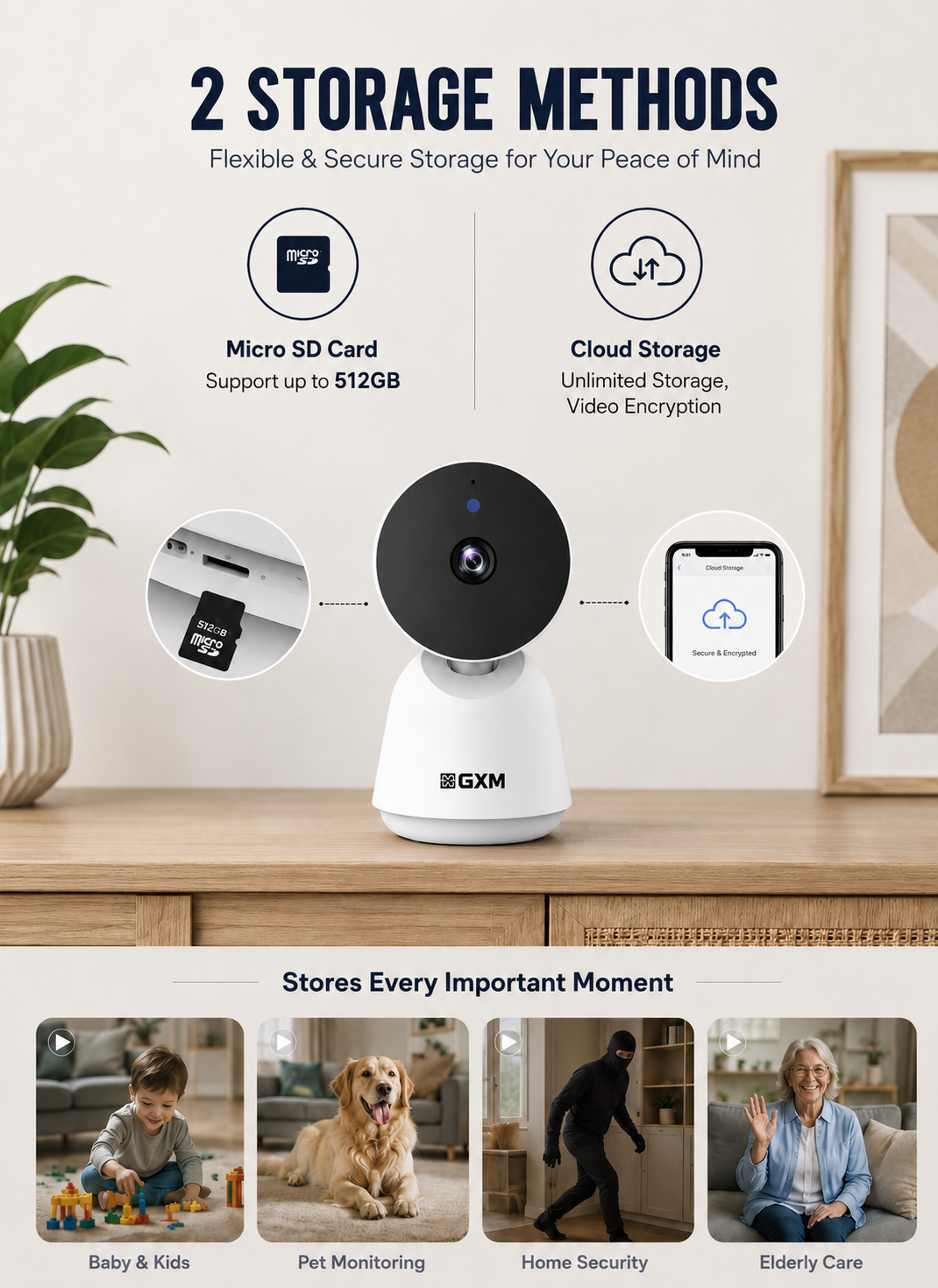 GXM P3 2K 3MP CCTV Security Camera 360° WiFi IP Camera Baby Monitor Pet Indoor Home Surveillance Security Camera