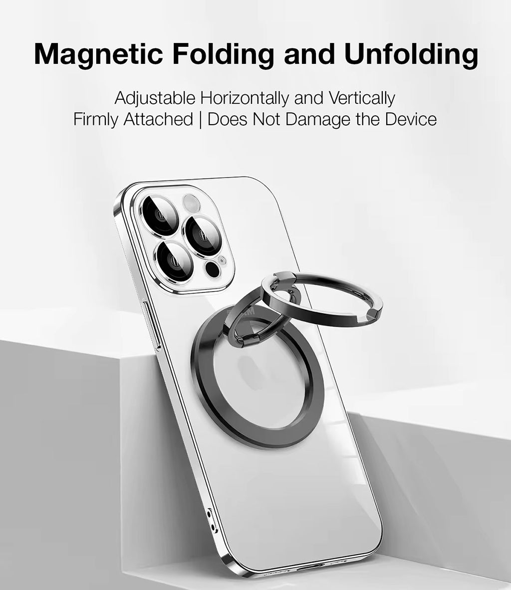 GXM Magnetic Foldable Metal Ring 2 Fold Strong Magnet 180° Flip 360° Rotation Landscape Portrait for Phones