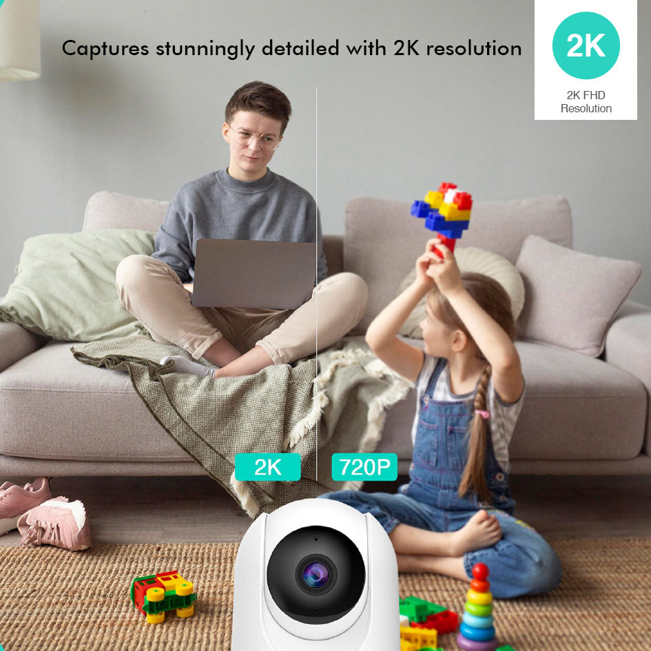 Botslab C211 Pan Tilt Wifi 360 IP Camera CCTV Home Security Camera 2K 355° Two-way Audio Baby Monitor Motion Detection Night Vision Apps Control