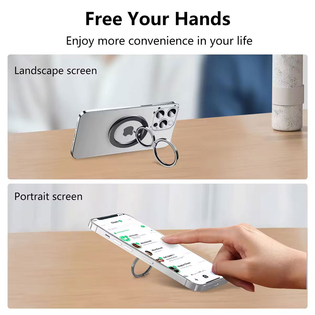 GXM Magnetic Foldable Metal Ring 2 Fold Strong Magnet 180° Flip 360° Rotation Landscape Portrait for Phones