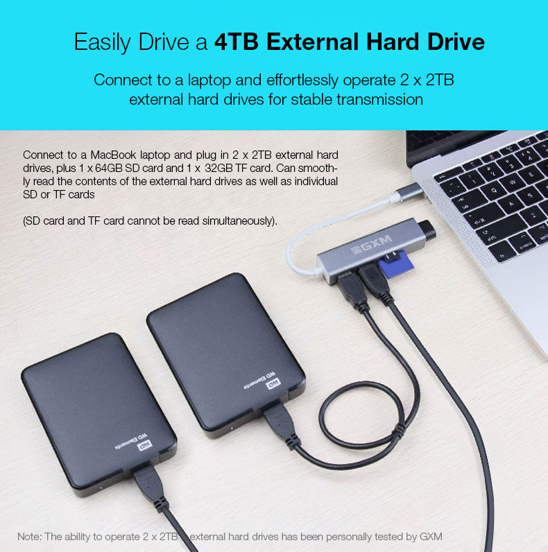 GXM 5 IN 1 Mult-function Hub Type-C Hub 3x USB 3.0 1x SD TF Card Slot Laptop Mobile Phone 9597