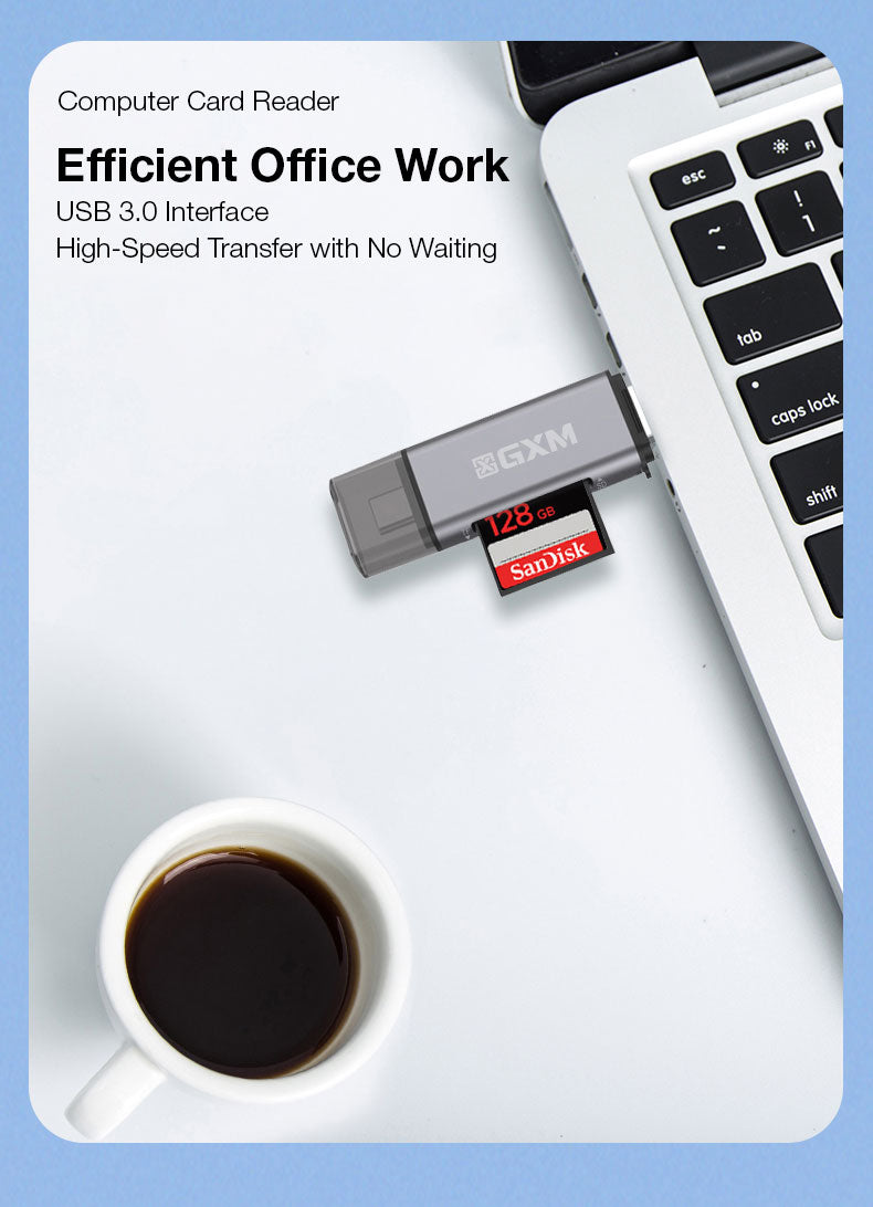 GXM 2 in 1 Card Reader Hub USB Type-c interface for SD Card and TF Card Slots Plug and Play Hub