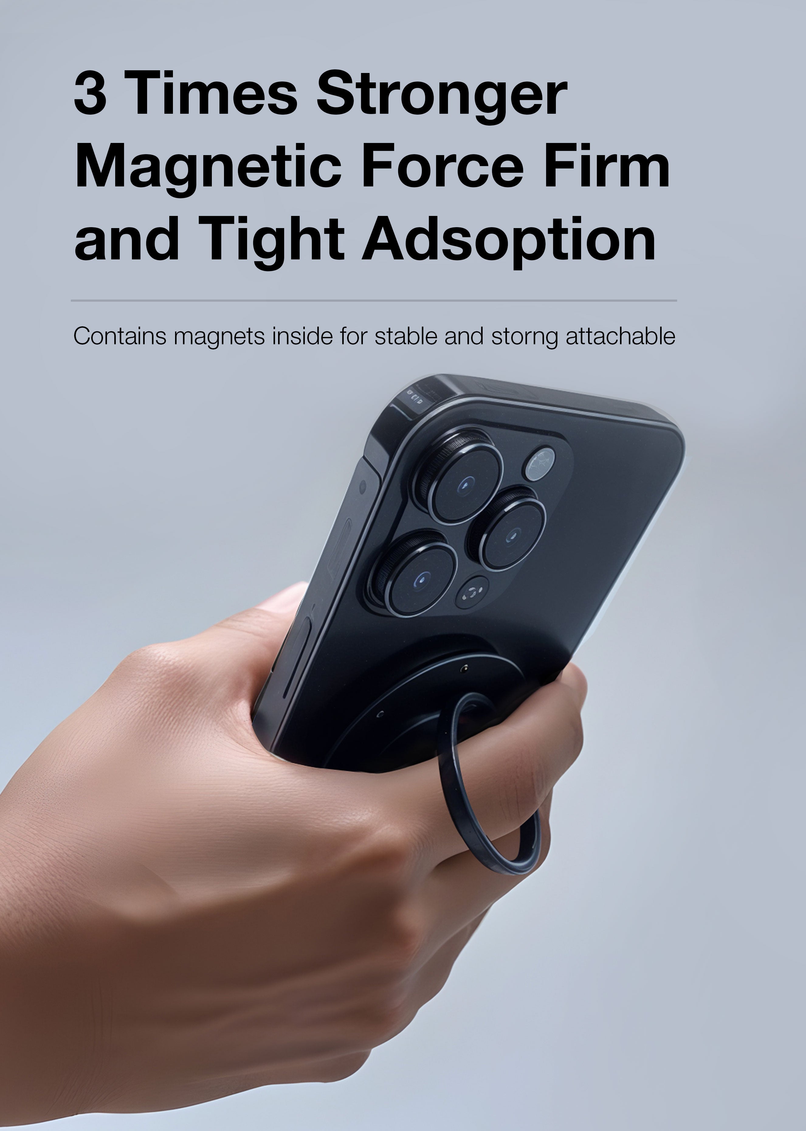 GXM Magnetic Foldable Metal Ring 2 Fold Strong Magnet 180° Flip 360° Rotation Landscape Portrait for Phones