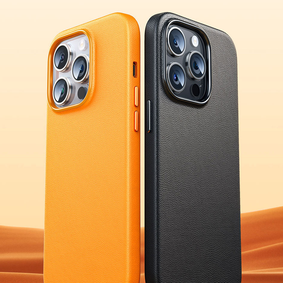 BASEUS Fauxther Series For iPhone 15 Pro Max Ultra Magnetic Case PU Leather Anti-Slip Grip Phone Cover - Black