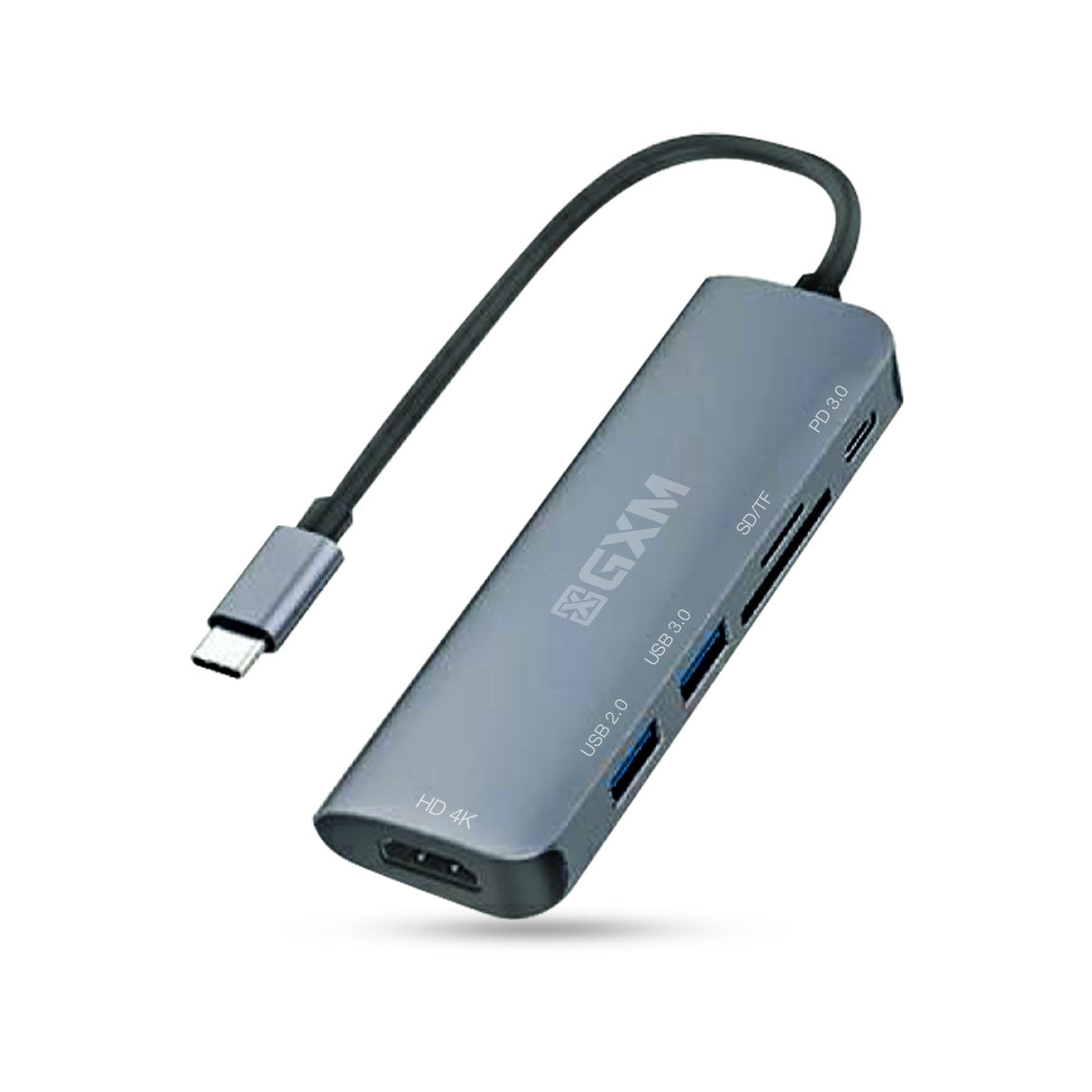 GXM 6 IN 1 USB-C Multi-function Dock Station 4K HDMI PD3.0 USB SD TF Card Slot Laptop Mobile Phone Hub 95116D