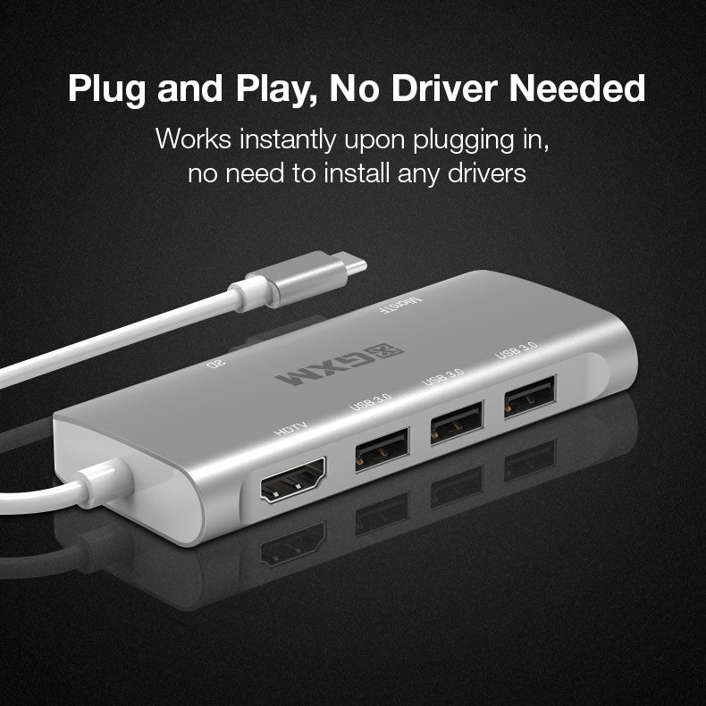 GXM 8 IN 1 USB-C Multi-function dock station HDMI RJ45 LAN 1000Mbps PD Charging TF SD Card 3.0 Slot 3x USB Laptop Mobile Phone Hub 9591C