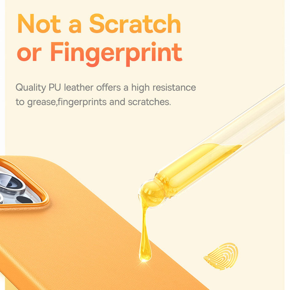 BASEUS Fauxther Series For iPhone 15 Pro Max Ultra Magnetic Case PU Leather Anti-Slip Grip Phone Cover - Black