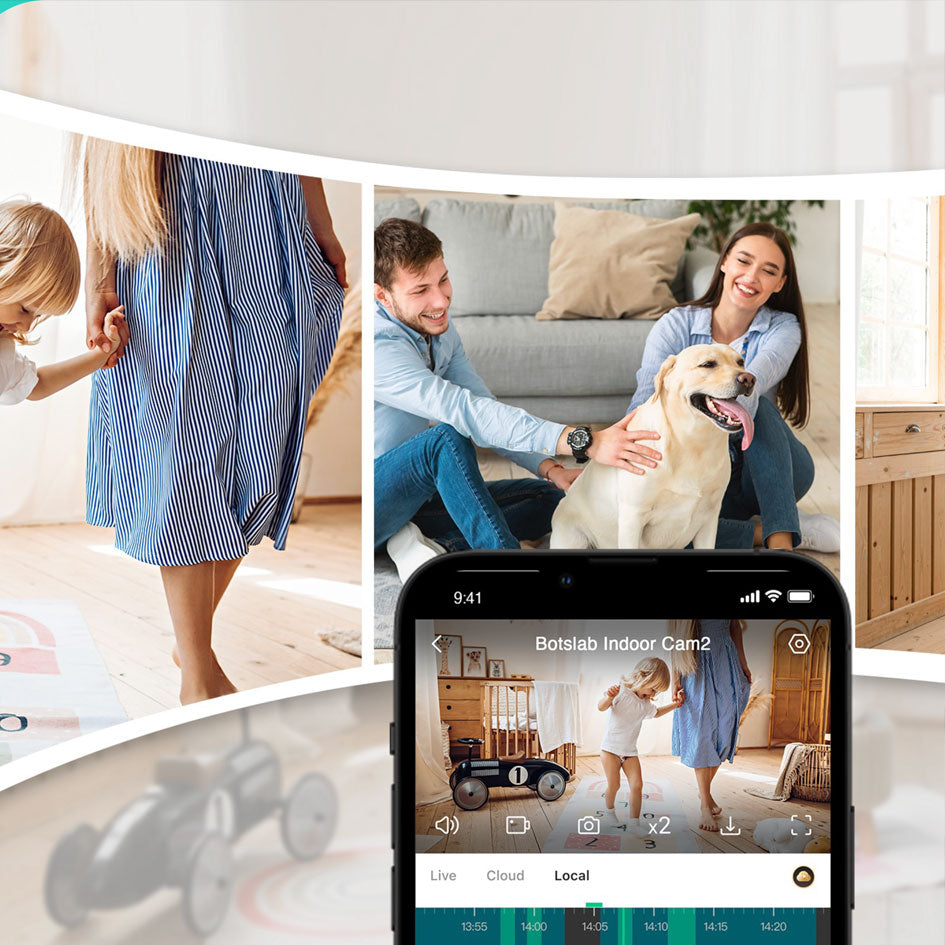 Botslab C211 Pan Tilt Wifi 360 IP Camera CCTV Home Security Camera 2K 355° Two-way Audio Baby Monitor Motion Detection Night Vision Apps Control