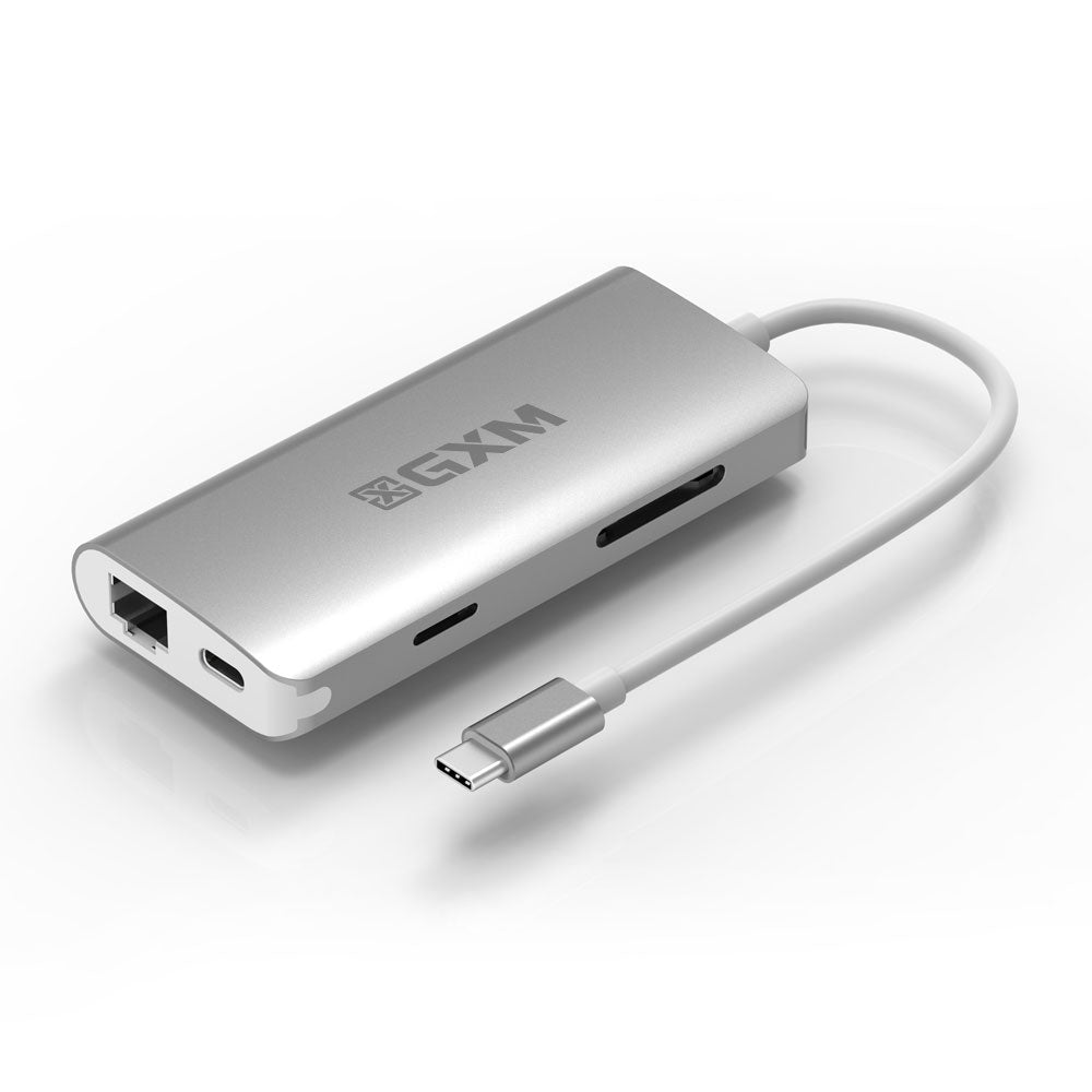 GXM 8 IN 1 USB-C Multi-function dock station HDMI RJ45 LAN 1000Mbps PD Charging TF SD Card 3.0 Slot 3x USB Laptop Mobile Phone 9591C