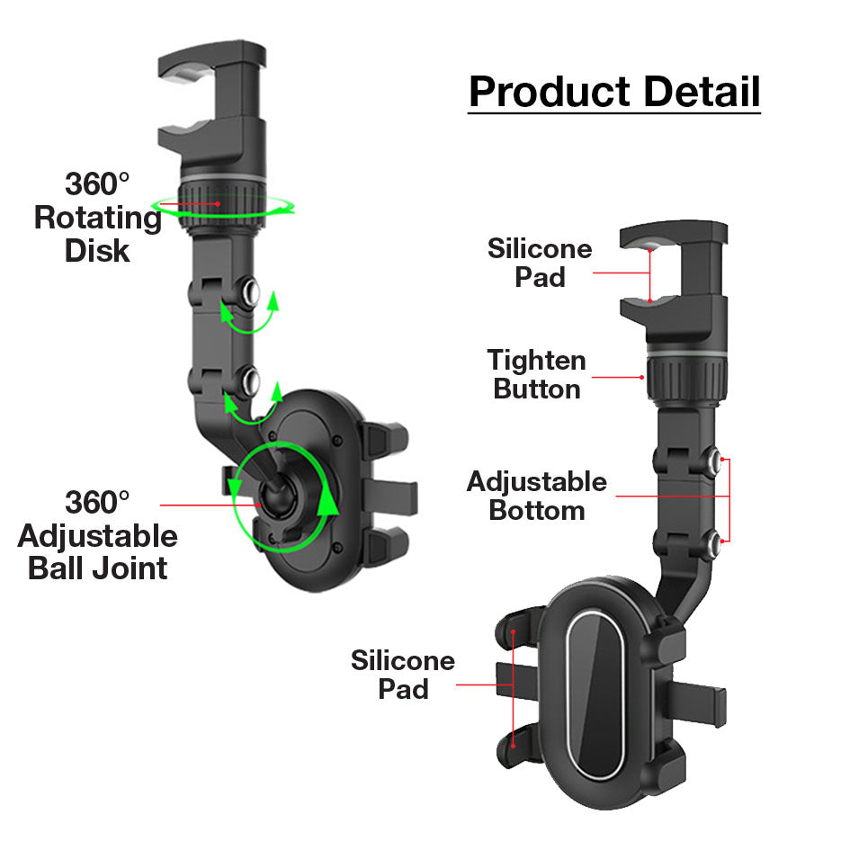 GXM K4 Car Phone Holder Universal Clip Cellphone Holder Up to 7.2inches 360° Ball Joint For Kitchen Study Car Watching