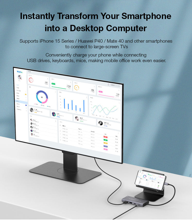 GXM 12 IN 1 USB-C Multi-function Hub 2x HDMI RJ45 LAN Type-C PD Charging TF SD Card Slot 3x USB Laptop Phone UC601