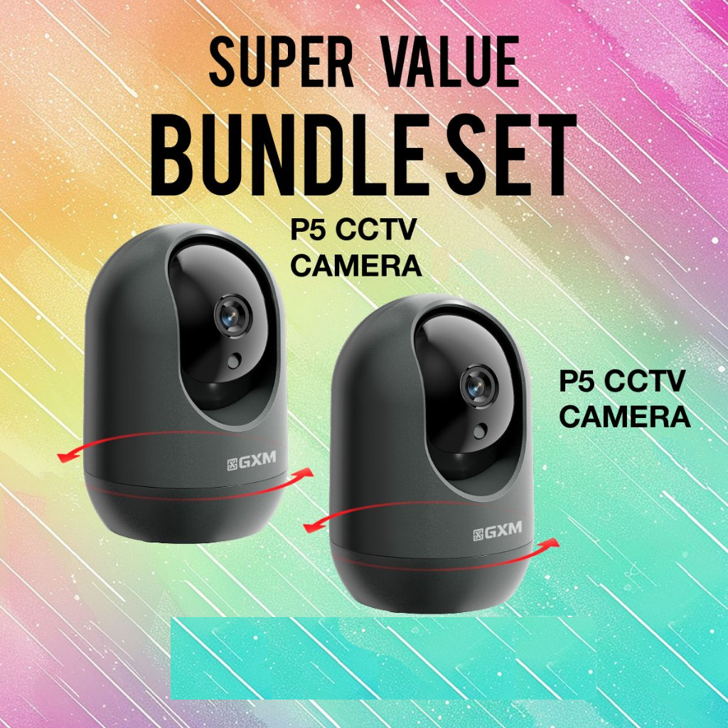 GXM P5 3K Smart Camera CCTV 5 MP Ultra Clear 5G 2.4G 24/7 Recording Rotation Apps Control Motion Detection Tracking