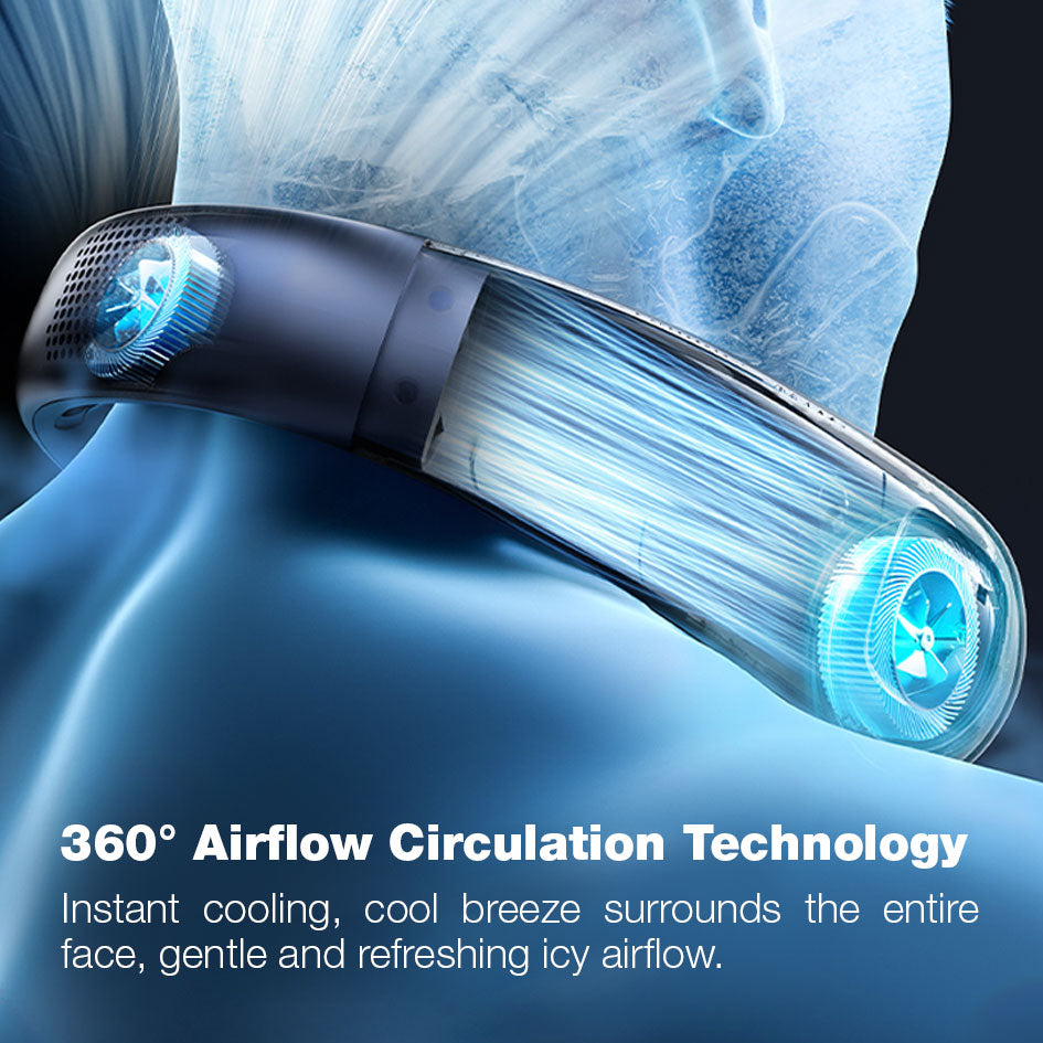GXM Neck Fan Triple-Core 360° Comprehensive Cooling Ergonomic Design 3 Speed Strong Wind Durable of Battery Life 1800mAh Low Noise 360° Airflow Circulation Technology