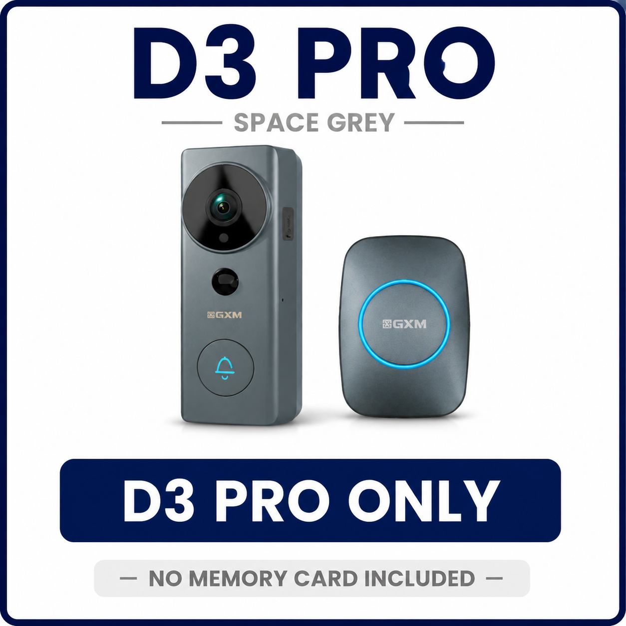 GXM D3 Pro Video Doorbell Camera 2-Way Conversation Cordless and Wired Powered 140° Super Wide Angle 3m Sticker Waterproof 5200mAh Rechargeable Battery