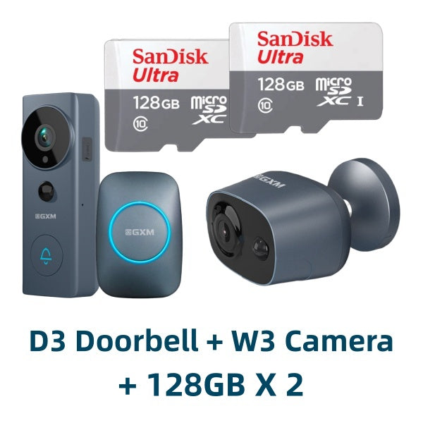 GXM D3 Pro Video Doorbell Camera 2-Way Conversation Cordless and Wired Powered 140° Super Wide Angle 3m Sticker Waterproof 5200mAh Rechargeable Battery