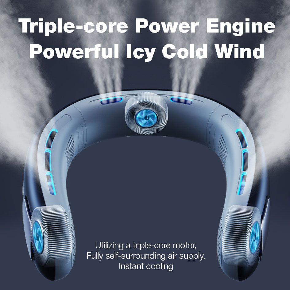 GXM Neck Fan Triple-Core 360° Comprehensive Cooling Ergonomic Design 3 Speed Strong Wind Durable of Battery Life 1800mAh Low Noise 360° Airflow Circulation Technology