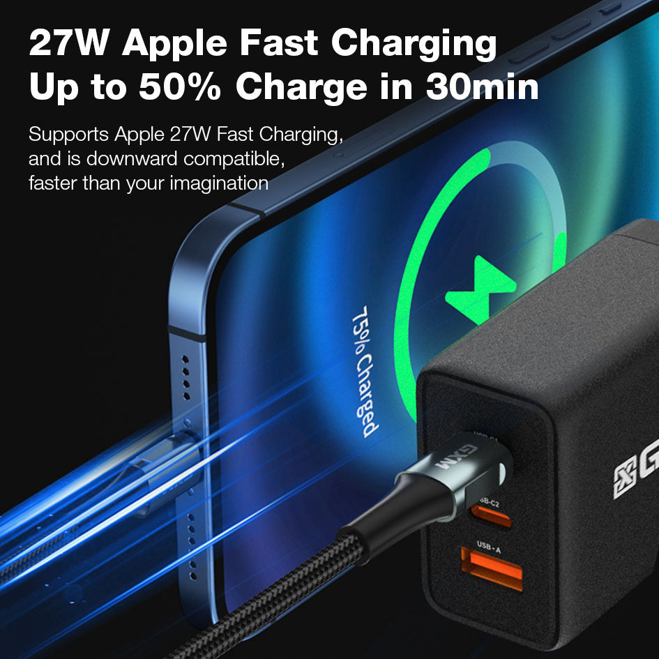GXM 100W Ultra-Fast Charging Data Cable Type-C Lightning USB 1M 2M Data Transfer Durable Bends Temperature Control 27W Apple Fast 30W PD iPad Fast Charging