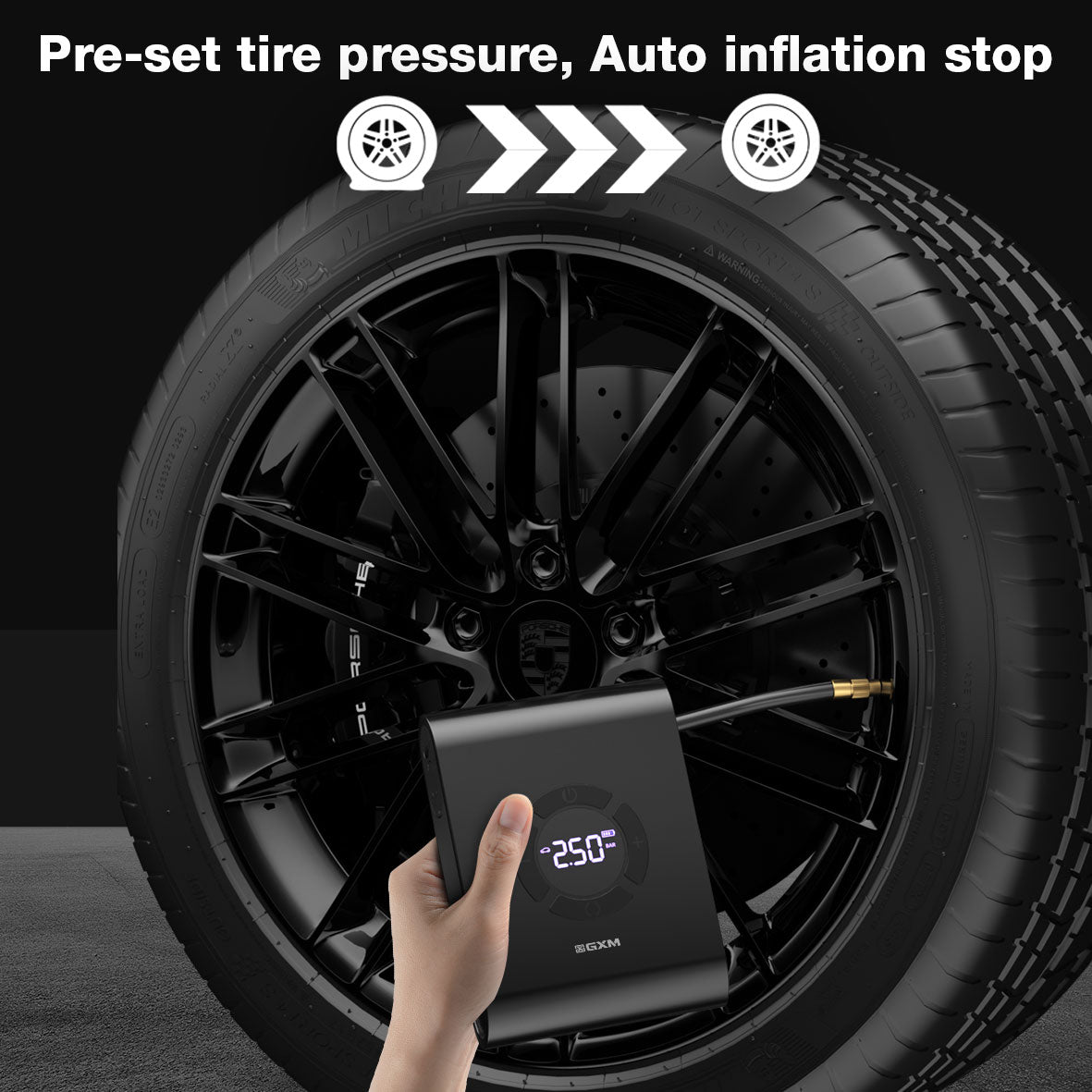 GXM Car Jump Starter Air Pump Starter Kit Power Bank Light 12000mAh 1200A Built-in Nozzle with Casing AP-02  For Car Motorbike tyres Bicycle Bike Ball Pump