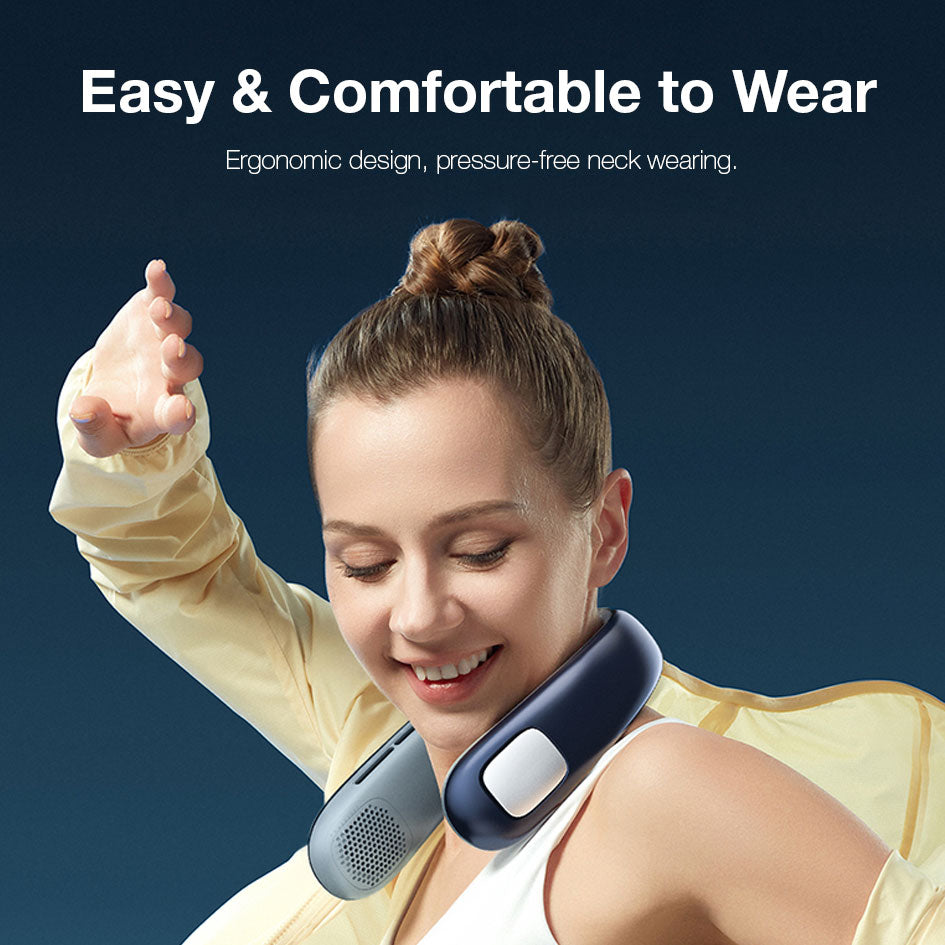GXM Neck Fan Triple-Core 360° Comprehensive Cooling Ergonomic Design 3 Speed Strong Wind Durable of Battery Life 1800mAh Low Noise 360° Airflow Circulation Technology