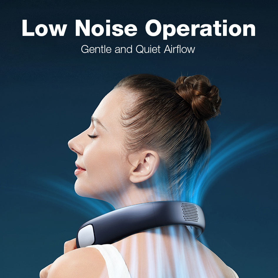 GXM Neck Fan Triple-Core 360° Comprehensive Cooling Ergonomic Design 3 Speed Strong Wind Durable of Battery Life 1800mAh Low Noise 360° Airflow Circulation Technology