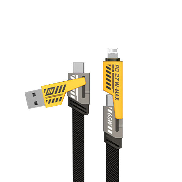 GXM 4 in 1 65W Fast Charging Data Cable Type-C USB to Type-C and Lightning iPhone Data Transmission