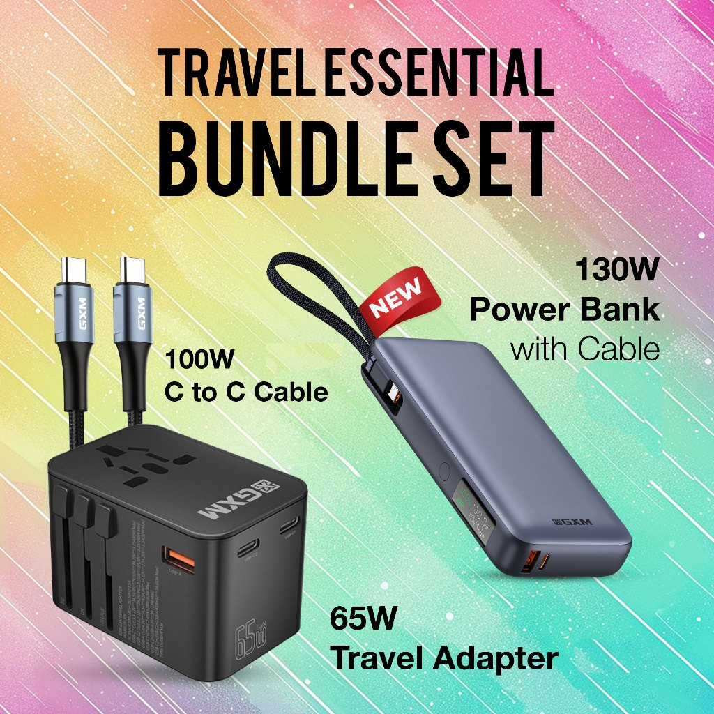 GXM 130W Power Bank with Built-in Type-C Cable Laptop Phone Tablet Charging Bring on Flight Travelling