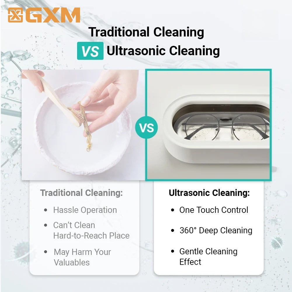 EraClean Pro Wireless Ultrasonic Cleaner | 45kHz High-Frequency 360° Deep Cleaning | Type-C Fast Charging