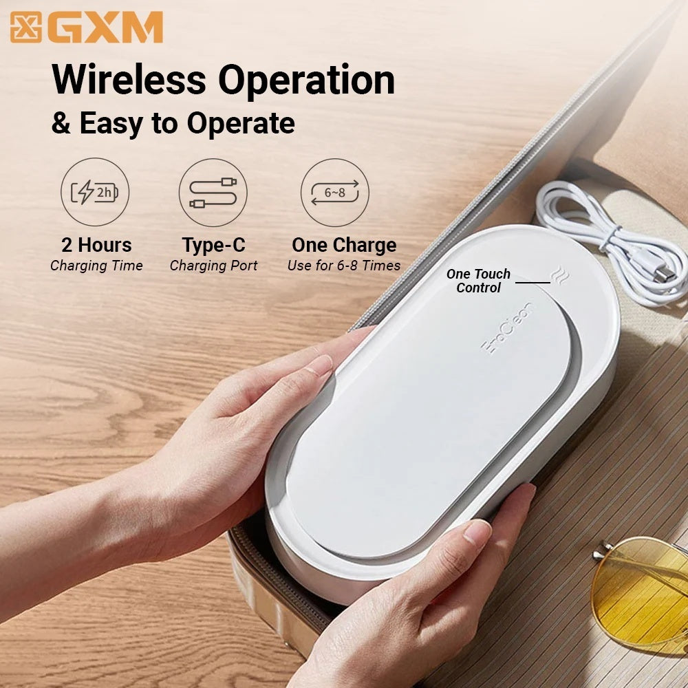 EraClean Pro Wireless Ultrasonic Cleaner | 45kHz High-Frequency 360° Deep Cleaning | Type-C Fast Charging