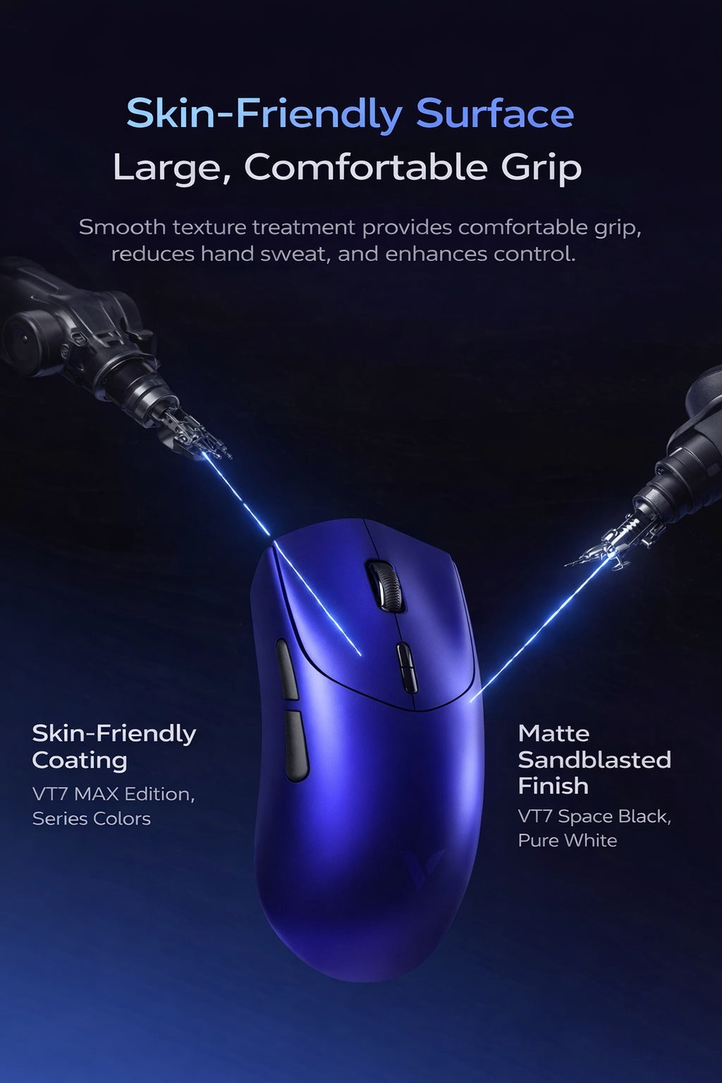 RAPOO VT7 MAX High-End Wireless Gaming Mouse | 40,000 DPI | 8K Polling Rate | Bluetooth / 2.4G / Wired | USB-C Charging | 24-Month Warranty