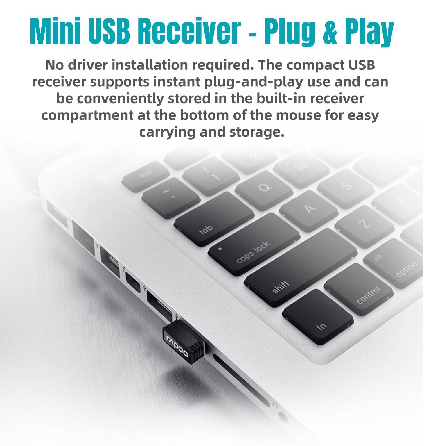 RAPOO M10 Plus 2.4GHz Wireless Optical Mouse | 1200 DPI | Ergonomic Ambidextrous Design | 12-Month Battery Life