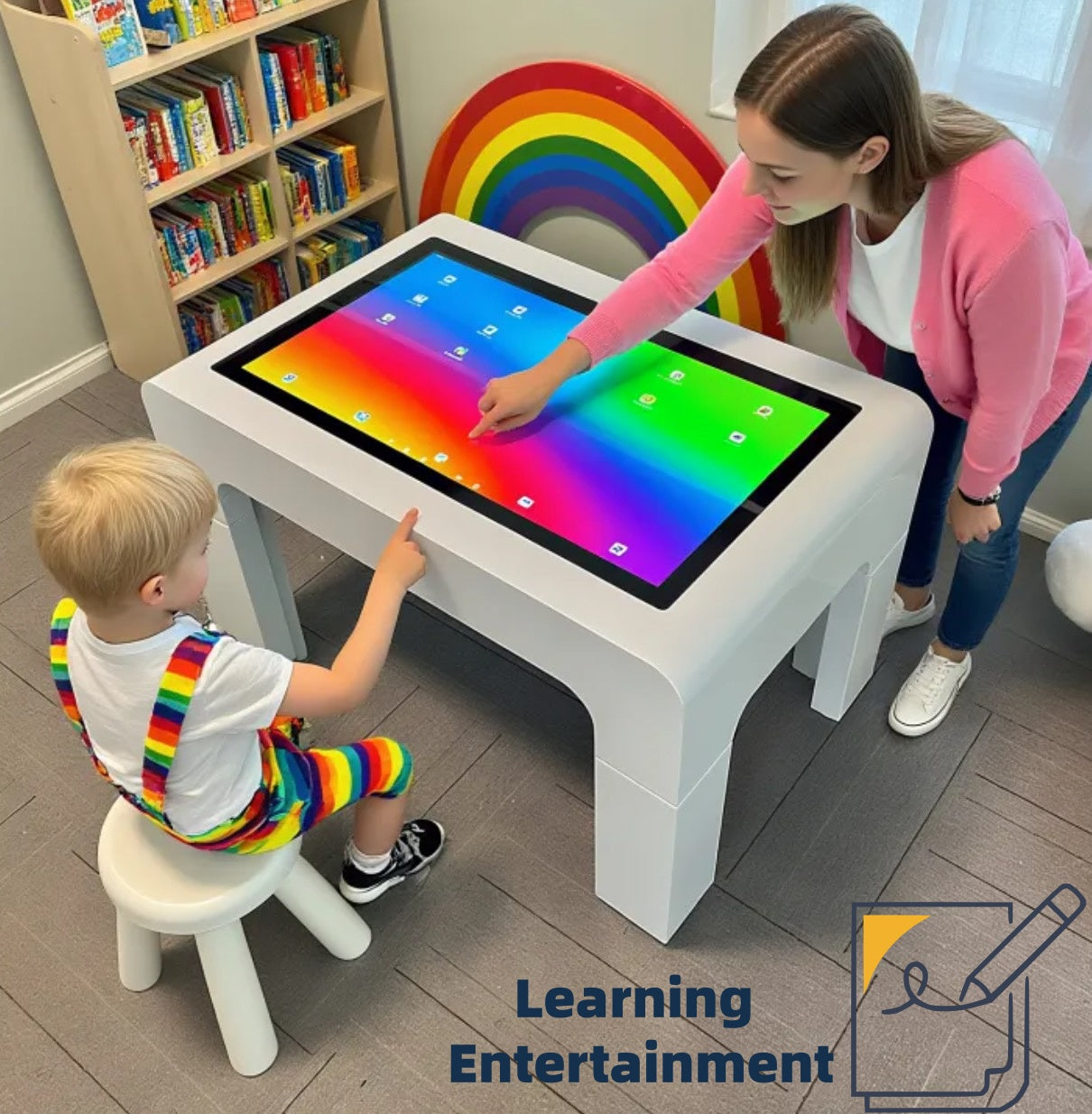 GXM 43” 4K Interactive Touch Table Touch Screen TV 10-Point Capacitive Touch, Android 13, Anti-Glare Tempered Glass, Waterproof, Multi-User Smart Display for Education, Business & Retail