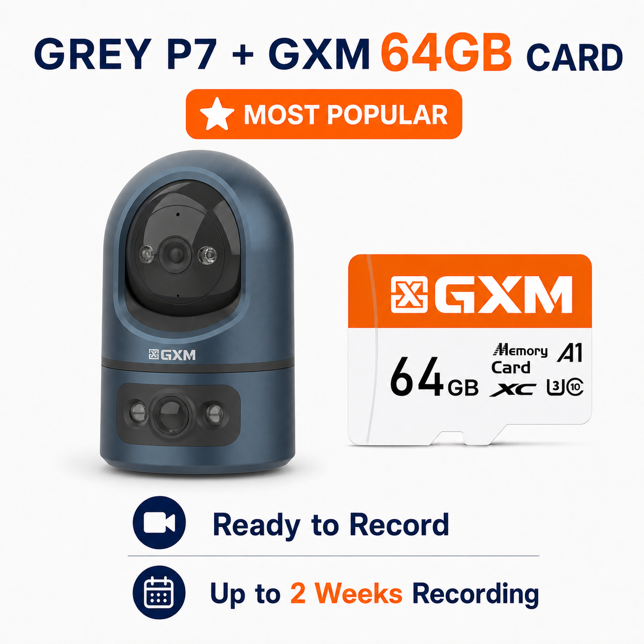 GXM P7 Dual Lens 2K Smart CCTV | 360° PTZ Auto Tracking | Fixed Wide View | Sound & Light Alarm | Dual-Band WiFi | Cloud