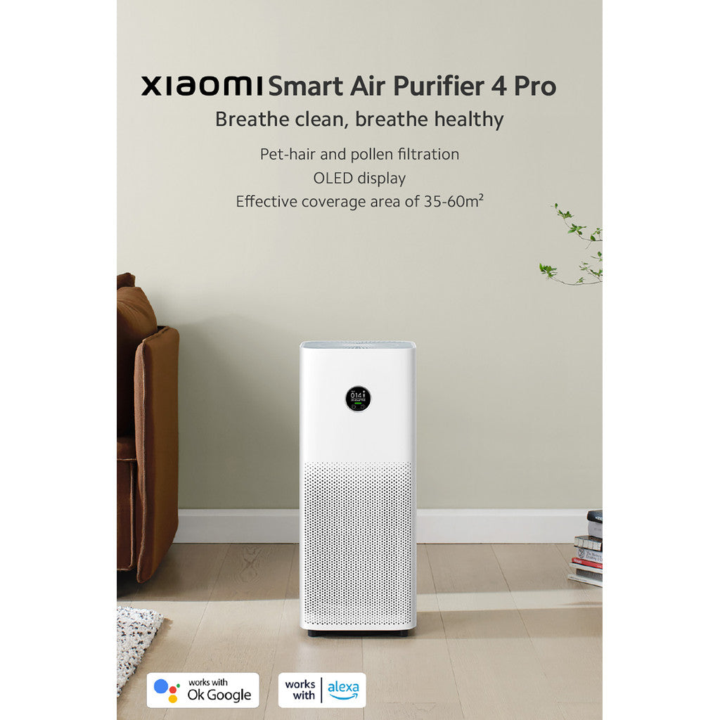 Xiaomi Smart Air Purifier 4 Pro Pet-hair pollen filtration OLED display Effective coverage area of 35-60m² App Control