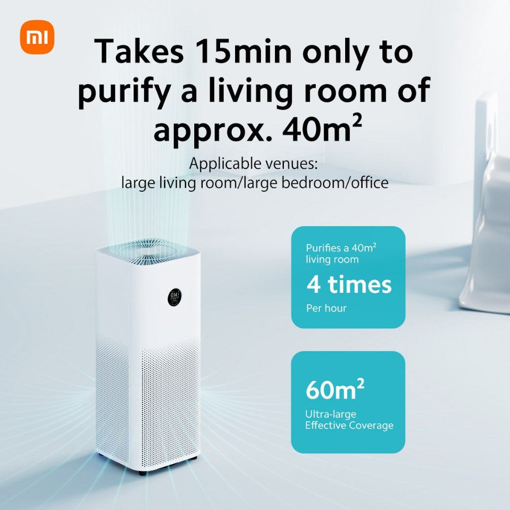 Xiaomi Smart Air Purifier 4 Pro Pet-hair pollen filtration OLED display Effective coverage area of 35-60m² App Control