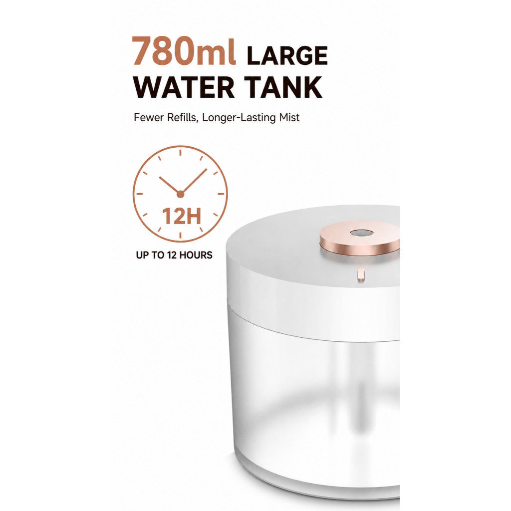 GXM HM-02 Cordless Humidifier 780ml | Rechargeable Cool Mist Humidifier with Ambient Light