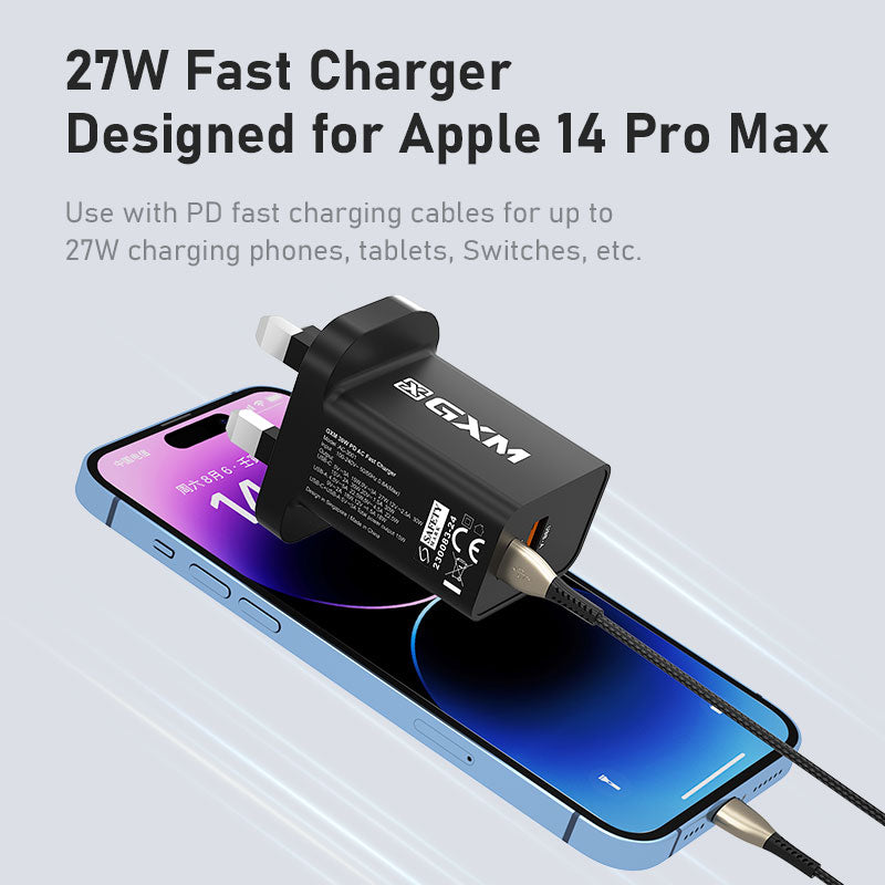 GXM 30W Safety Mark Fast Charging Charger 1xType C 1xUSB Fast Charge Wall Charger Adapter Wall Charger 230083-24