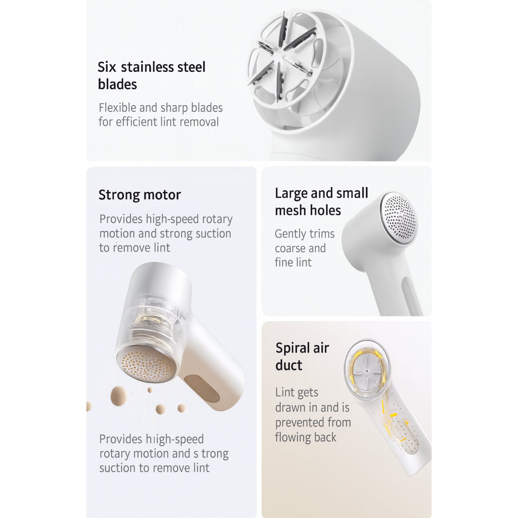 Xiaomi Mijia Lint Remover 2 | 6-Blade Fabric Shaver | USB-C Rechargeable | 180min Runtime