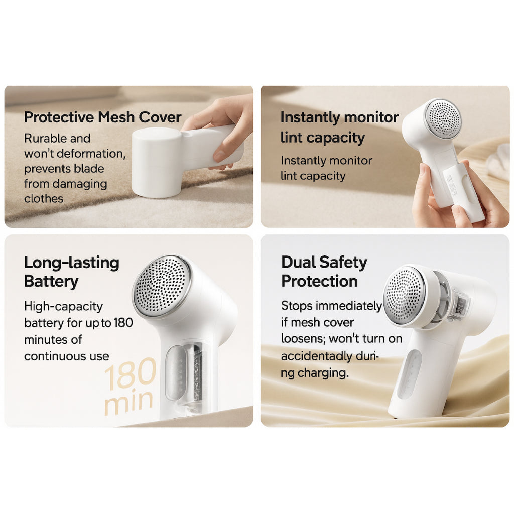 Xiaomi Mijia Lint Remover 2 | 6-Blade Fabric Shaver | USB-C Rechargeable | 180min Runtime