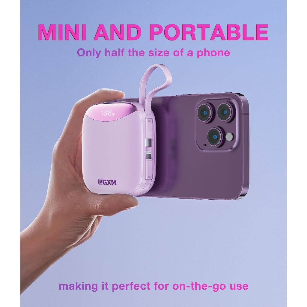 GXM 35W Portable Power Bank Fast Charging Charge 4 devices simultaneously Built-in Type-C Lighlning Cable