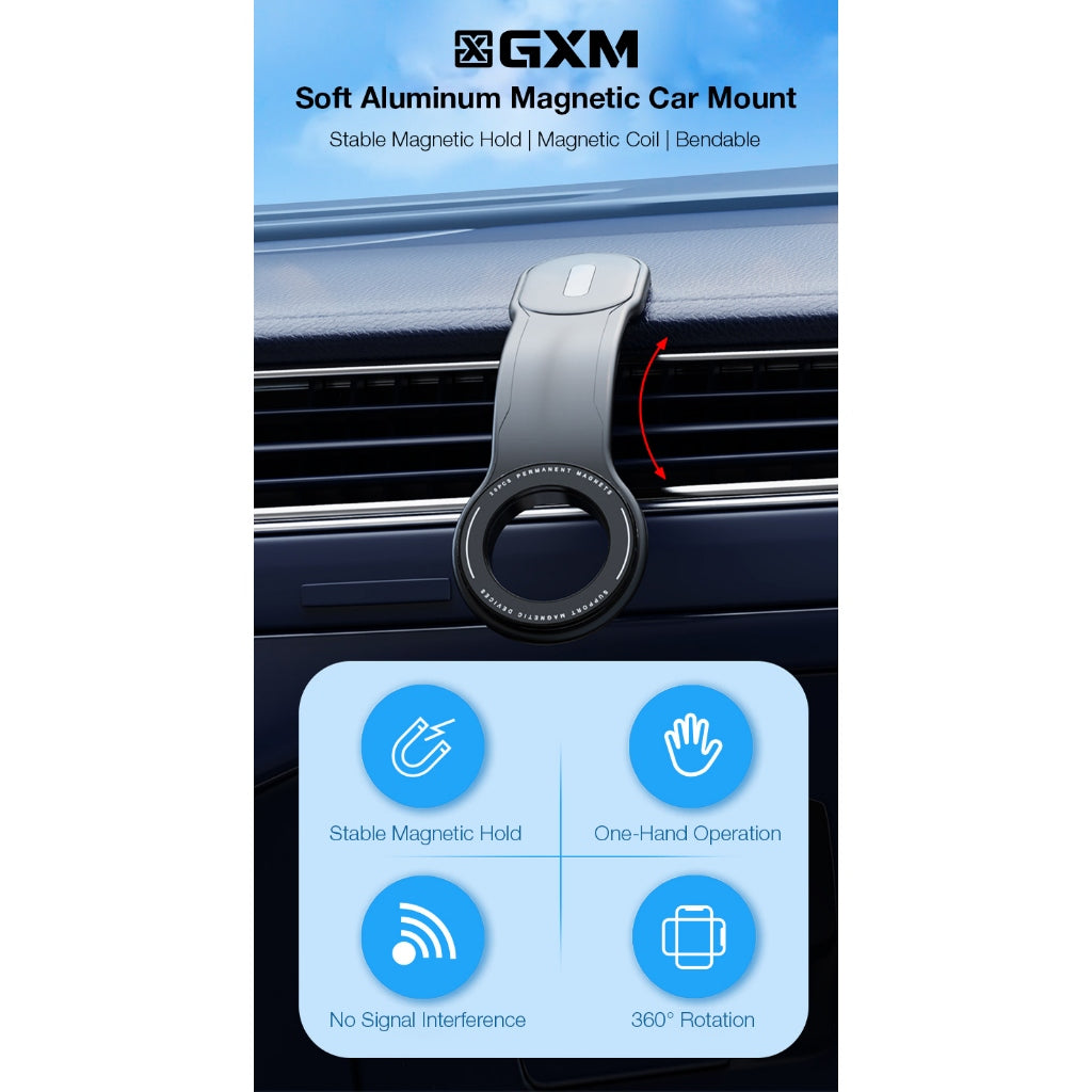 GXM CZ-19 Magnetic Car Holder Flexible Velcro Tape Adjustable Angles Strong Magnet Bendable with Free Ring