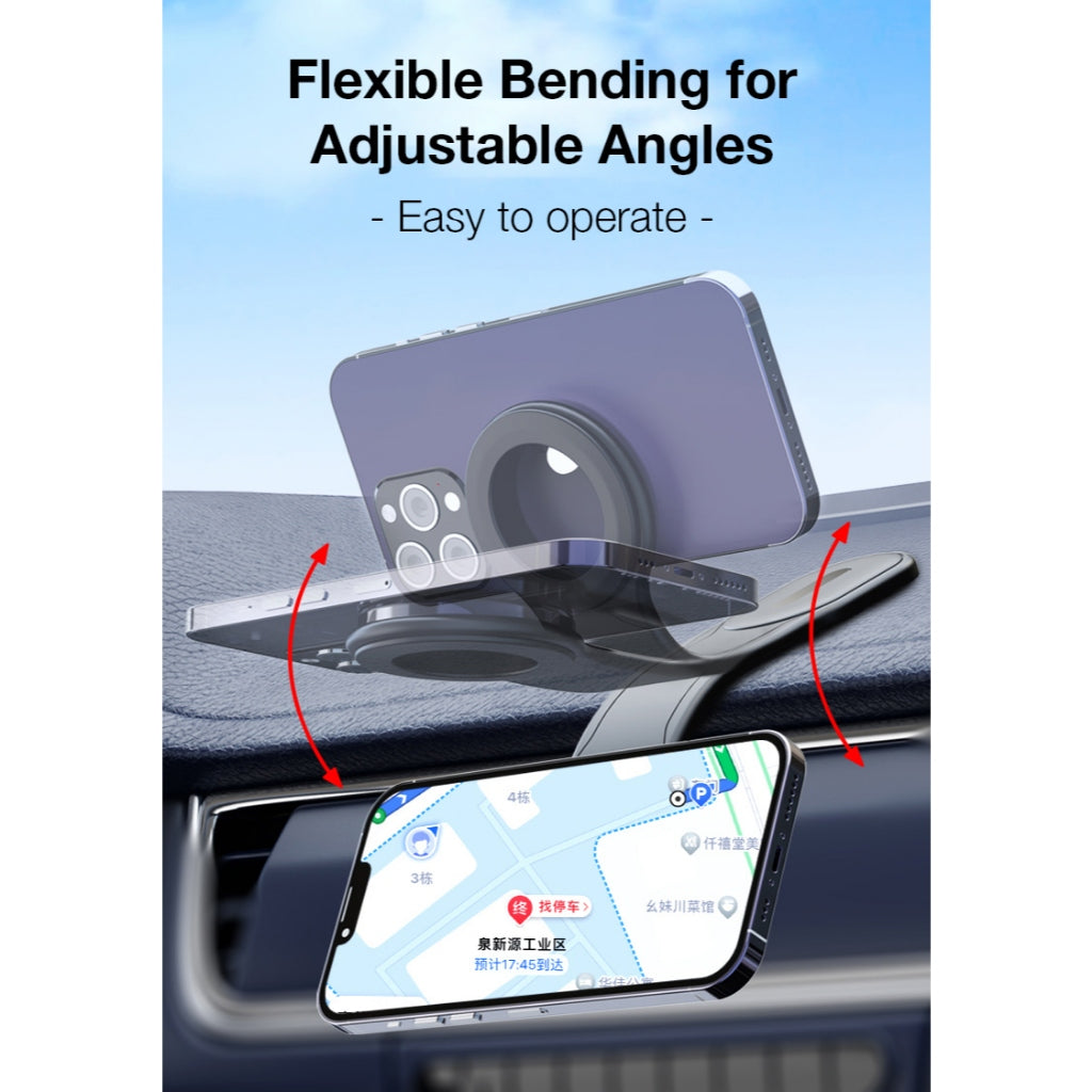 GXM CZ-19 Magnetic Car Holder Flexible Velcro Tape Adjustable Angles Strong Magnet Bendable with Free Ring